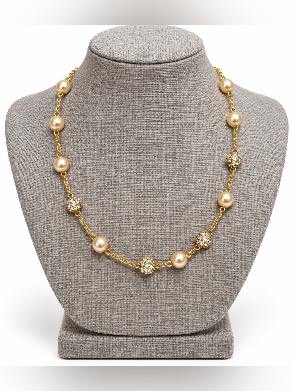Nolan Miller - Pearl and Crystal Stations Necklace